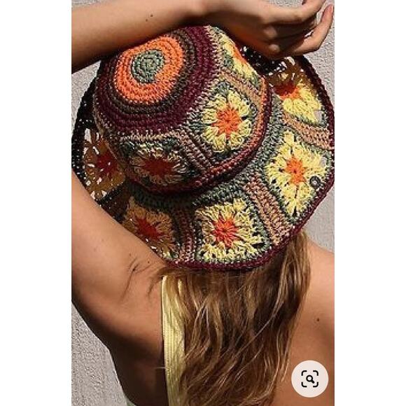 Anthropologie Accessories - ANTHROPOLOGIE x PETER GRIMM Pura Vida Crochet Granny Square Sun Hat